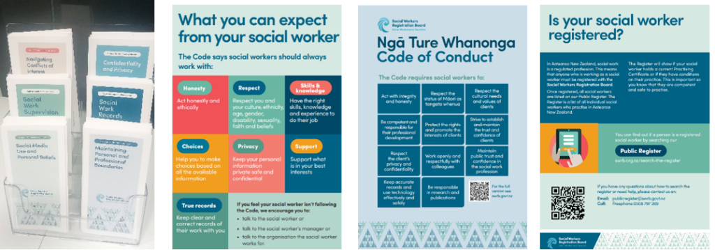 Image examples of new resources, what you can expect from your social worker, code of conduct, is your social worker registered