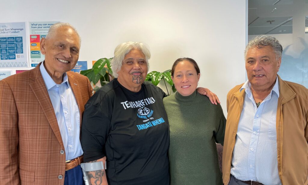 Photo of Kāhui members pictured (left to right): Graham Warren, Caroline Herewini, Renata Watene and Sam Bashira (Chair)