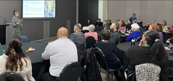 Sarah Clark speaks during the SWRB workshop presented at the Whakamanawa 2025 conference.